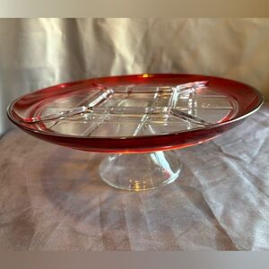 Indiana Glass - Ruby Red Footed Dish - 5 Part Relish Serving Dish